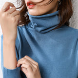 Wool Blended 2026 Autumn And Winter Women's New Korean Version Of Slimming High-Necked Solid Color Pile Knitted Bottom Shirt