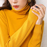 Wool Blended 2026 Autumn And Winter Women's New Korean Version Of Slimming High-Necked Solid Color Pile Knitted Bottom Shirt