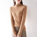 Temperament Wool Bottom Knitted Shirt 2026 Autumn And Winter New Short High-Song Jacket Half-High Collar Women's Pull-And-Twin Sweater