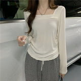 Small Design With Long-Sleeved T-Shirts For Women's Autumn New Retro Collar Blouse Hottie Set-Up Bottom Shirt