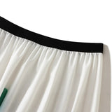 Autumn New Korean Version Of Simple Cartoon Print 100 Folds Fashion Thin High Waist And Middle Long Skirt 2125