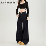 Dark Blue Tanning Straight Jeans Women's Autumn 2025 Trend With New High-Rise Thin Loose Leg Pants