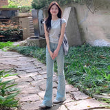 Black Granter Micro-Horn Jeans Women 2025 Autumn And Winter New Small Plus Thick High-Waisted Horseshoe Pants