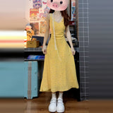 Yellow Dopamine T-Waisted Skirt Sling Dress Women's Summer 2025 New Small French Floral Dress
