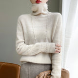 Line Ready-Wear 100% Pure Wool 2026 Autumn And Winter New Women's Heap Collar Collar Short Knitted Sweater