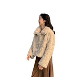 2025 New Imitation Fur Horned Fur Buckle Fur One Short Coat Women Autumn And Winter Cotton Loose Plush