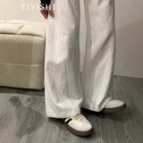 White Curved Wide-Legged Jeans Women's 2025 Summer New High-Rise Thin Casual Scyter Straight Pants