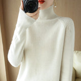 Wool Blended 2026 Autumn And Winter New Women's Loose High-Collar High-Necked Short-Colored Shoulder Thick Sweater Bottom Knitted Shirt