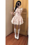 Summer French Small Flying Sleeve Lace To Receive Waist Repair Slimy Fairy Dress Sen Threum Broken Floral Dress Short Sleeves