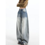 Light Blue High-Waisted Broad-Legged Jeans Women's Spring And Summer 2026 New Design Sense Loose Thin Scimiter Drag Trousers