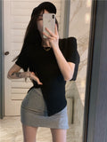 Short-Sleeved T-Shirts For Girls Summer Korean Version Of The Pendt Fork And Bottom Shirt Girl Fashion Design Feeling