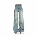 Vintage High-Waisted Broad-Legged Jeans Women's Autumn 2025 New Design Feeling Loose-Ripped Straight Trousers