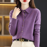 Wool Blended 2026 Autumn And Winter Women's New Loose Polo Collar Short Shirt Coat Knitted Open Shirt