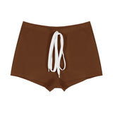 Black Tight Casual Shorts Women Summer Little Hottie Rope High Waist Thin Straight Trousers Repair Warm Pants