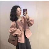 Pink Short This Coat Woman 2025 Autumn And Winter New Korean Small Man Temperament Small Fragrant Wind Hair Coat Tide