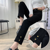 Vintage Smoke Tube Jeans Women Autumn 2025 New Thin High-Waisted Small Nine-Point Elastic Straight Pants Tide