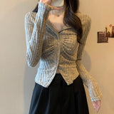 Pure Babes Knitted Cardigan Girl Spring 2025 New Design Sense Small Waist Repair Slim Thin Short Top