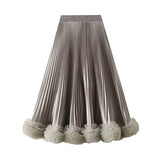 Temperament 100-Fold Petal Skirt Woman 2025 New High-End Sense A-Word Half-Body Skirt Wood Half Skirt 0661