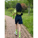 Five-Point Denim Shorts Hottie Summer 2026 New Thin Loose High-Waist Straight Legs In The Trousers Tide