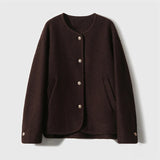 Sensing A Small Fragrant Wind Hair, The Coat Circle Small Gold Buckle Short Coat 2025 Round Neck Autumn And Winter New Gentle Temperament Top