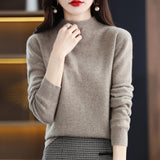 Wool Blending 2026 Autumn And Winter New Women's Half-High Collar Simple And Short-Term Warm Knitted Bottom Sweater