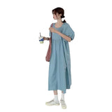 Large-Size Skirt College Style Bubble-Sleeved Dress Bow Female Students In The Long Small A-Shaped Skirt