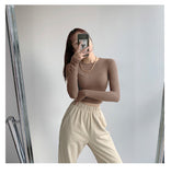 Simple Body Solid Color Set Bottom Shirt Women's Spring And Autumn Round Collar Long-Sleeved T-Shirt