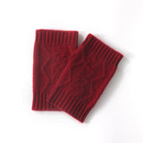 2026 Autumn And Winter Cashmere New Women Warm Thick And Cold Leakage Finger Sesame Flower Retro Coarse Knitted Gloves