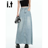 Light Blue Cowboy Dress Girl Trend Hit The New Summer Slim Small Long Dress