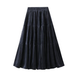Velvet Hundred Folded Skirt Women Autumn And Winter Loose High Waist Thin Shaded A Word Umbrella Skirt Long Swing 8961