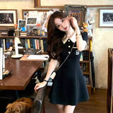 Summer New Design Fashion POLO Collar Short-Sleeved Dress Woman Slime A Dress Hepburn Short Dress