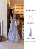 Gentle Wind And Snowflake Hanging Dress Suit Women's Summer Thin Sunscreen Cardigan Hottie Waist Long Skirt