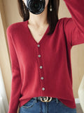 Wool Blended 2026 Autumn And Winter Women's New Loose V-Neck Solid Color Short Knitted Cardigan Jacket Sweater Spring