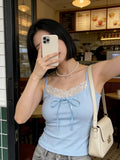Threaded Solid Color Lace Slings Waist Vest Women's Clothing 2026 Summer Korean Version Of The Bow Top