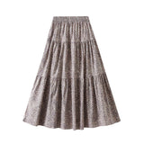 Korean Sweet Broken Flower Dress Dress Woman 2025 Summer A-Word Tight Waist Long Umbrella Skirt 2185