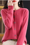 Line Ready-Wear 100% Pure Wool 2026 Autumn And Winter New Women's Short Collar Loose Knitted Cardigan Sweater Jacket