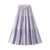 Cotton Cake Skirt Dress Half-Dress Slim Feeling A Long Dress Girl Summer Long Splicing Big Swing Skirt 9935