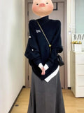 Two-Piece / Suit Korean Retro Small Man With Irregular Cloak Knitted Sweater + Fishtail Half-Body Dress