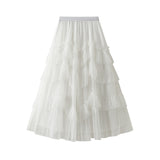 Cake Skirt 2025 Spring New Mesh Dress Design Half-Dress Net Yarn Splicing Ponpong Skirt D1865