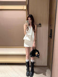 French Feeling Sleeveless Hanging Neck Shirt Skirt Two Sets 2026 Summer New Small Temperament Commuting Women Suit