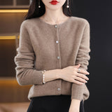 Line Ready-Sheed Seamless 100% Pure Wool 2026 Autumn And Winter New Women's Short Collar Loose Knitted Sweater Coat