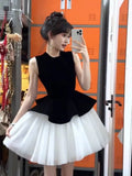 [Original Quality + Zipper] Beautiful Sleeveless Net Linve Ponve Dress Woman 2025 Summer Waist Princess Dress