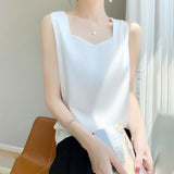 Silk Satin 2026 Spring And Summer Women's New Body-Repair Broadband V-Neck Short Temperament With A Blouse Sling Vest