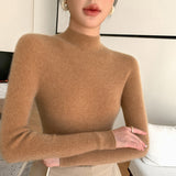Line Ready-Upwear Wool Blending 2026 Autumn And Winter New High-Necked Solid Color Set-Up Bottom Knitting Shirt