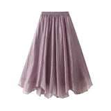 Irregular A Word Half-Dress Woman 2025 New Medium Long Gentle Fairy Yarn Skirt Wave Hem 2139