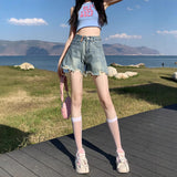 Hairy Denim Shorts Girl 2025 Summer New High-Rise Slim Retroa Character Hot Pants