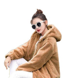 Flannel 2025 New Gentle Version Of Korean Version Thick Hooded Coat Women's Winter New Loose Plush Long Sleeves