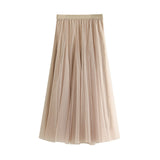 New Long Yarn Skirt Half Dress Girl Autumn And Winter High Waist Long Net Yarn Skirt 100 Folding Skirt A Skirt Fairy Dress 8859