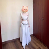 French Temperament White Sleeveless Slanted Shoulders Pure Desire Dress Women's Summer Design Long Dress Holiday Dress