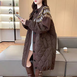 Large-Size Women's Clothing 2026 Autumn And Winter New Cotton Coat Women Show Thin Fat Mm Fat Sister In The Long Burst Of High-End Sense